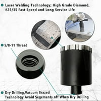 Dijamantni bitovi za bušenje - 3 Granitna rupa za rezanje granita bušilica za zavarivanje laserskim zavarenim sa 5 8-navoj za suho bušenje betonski mramorni granit