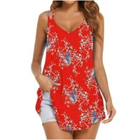Košulje za žene cvjetni print ljetni V-izrez dvostruki suspender labavi rezervoar Top Ladies Beach Boho