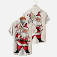 Sdjma Muški božićni štampi Jednostruki džep Božićna majica Casual Labavi ispisana džepna majica