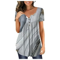 Ženske majice kratki rukav vrhovi sakrij trbušni tuničke majice Ispiši Ležerne ljeto Henley slobodne