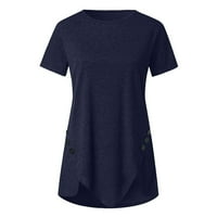 Dezsed ženske plus veličine vrhova ljetnih kratkih rukava čipke čvrste nepravilne majice Labavi tok