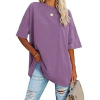 Ženski bluza Bluza Ženska plus kratkih rukava Slaba puna majica za kratke majice na vrhu Purple XXXL