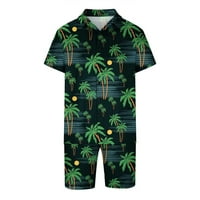 YievOt Leisure Festival Outfits za muški čišćenje Havajska gumba za ispis Krsični bluza s kratkim rukavima