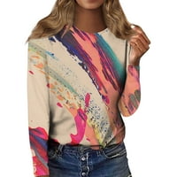 Ženski vrhovi stabilna odjeća Ženska modna casual LongSleeveprint okrugli vrat Pulover Top bluza svijetlo