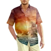 Muški rukav gusarski brod za prskanje peče, muški casual gumb dolje majice Boys majice veličine100-8x