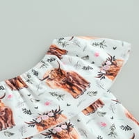 Sprifallbaby zapadne bebe Djevojke Odjeća krava Ispis ljetnih vrhova i elastičnih raširenih kratkih hlača od 1-6y