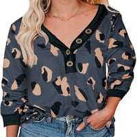 Cindysus dame casual dugih rukava majica ženske modne vrhove baggy svakodnevno odjeća Leopard Ispiši