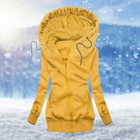 Zimski kaputi za žene, topla dukserica s kapuljačom dugih rukava sa zatvaračem za zimsku odjeću gornja