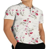 Leuncero Men casual plaže na plaži Atletski bluza s kratkim rukavima Slim Fit cvjetna sitnica majica