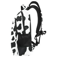 Školski ruksak za dječake s tinejdžerima, srednjoškolska torbica casual putničke dnevnice, vodootporni ranac za planinarenje za žene muškarci, smiješna stoka mlijeka krava otiska crno-bijela doodle