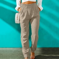 Honeeladyy s popustom Ljeto Ležerne prilike sa labavim pamučnim i posteljinim džepom Solid pantalone Dame Ležerne duge hlače