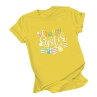 Pupkoer majica za žene Crewneck Uskršnji ispis Svakodnevno labave bluze vrhovi ženskih vrhova žuto