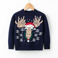 Toddler Baby Boys Girgi božićni džemper s dugim rukavima, pismo crtanih sati ispis vileski pleteni pulover