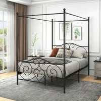 Metalni kaputinski krevet sa vintage stilom uzglavlje i noga Easy Diy montaža Svi dijelovi uključeni, puni bijeli