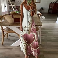 Aueoeo Hawaian haljine za žene, ženske špagete remenske haljine Ljeto cvjetno tiskovina V rect haljina