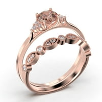 Zasljepljujući minimalistički 1. pristupačni morgatitni i dijamantni morgatitni zaručni prsten, vjenčani