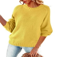 Eanawpole Jesen i zimski ženski gust pleteni pulover veliki okrugli vrat labavi urbani stil