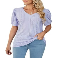 Niveer dame Ljetni vrhovi izdubljeni majica majica kratkih rukava s mekim puloverm čvrstih boja Tee