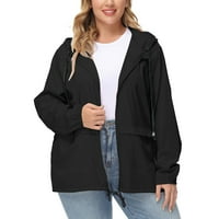 Huaai Jakne za žene Žene sa kapuljačom sa kapuljačom, jakna od vjetrovske kapute, jakna od vjetra, crna