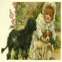 Djevojka sa psima postera Print Mary Evans Slika Librarypeter & Dawn Cope Collection