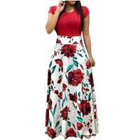 Kakina S Clearence ženske košulje za ljetne modne žene s kratkim rukavima cvjetni boho tiskarsku haljinu
