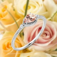 1. Karatni kruški rez morgarite i dijamantski moissan klasični zaručnički prsten, moderni vjenčani prsten u srebru od srebra sa 18k bijelim zlatnim oblogom, obećajući prsten, dainty prsten, obljetni prsten