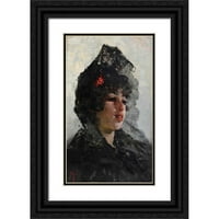 Mosè Bianchi Black Ornate Wood Framed Double Matted Museum Art Print Naslijed: portret mlade žene