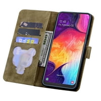 Allytech reljefni kožni novčanik zaštitni poklopac za Samsung Galaxy a 5G, puni zaštitni magnetni flip kickstand Card utora torbica futrola za telefon, smeđa