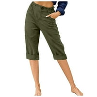 Lydiaunistar Time i Tru ženske duge hlače Ženske labave široke hlače za noge visoke struke Ravne hlače Ležerne hlače Zelena