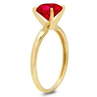 1.5ct okrugli rez crveni simulirani ruby ​​18K žuti zlatni godišnjički zaručnički prsten veličine 6,75