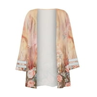 Plus veličine Kimonos za žene Ležerne prilike cvjetno tiskane kardigan mrežice za šivanje rukav modni