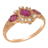 Britanci napravio je 10K ružičastog prirodnog ruby ​​& dijamantnog ženskog angažovanog prstena - veličine