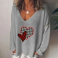 Ženska modna ležerna print V-izrez Loose dugih rukava TOP bluza pulover hot8sl4869115