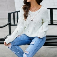 Odeerbi Fall džemperi za žene Glejder-predimenzionirani CREKTNI Knit boja blok pad ramena u obliku rukava
