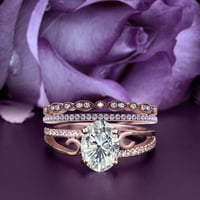 Prekrasna Art Nouvea 2. Karat ovalni rez dijamantni prsten za uključivanje stila, vjenčani prsten u