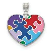 Multi color autizam Privjesak u obliku srca u srebru Sterling 19x