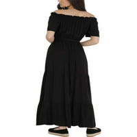 Paille žene haljine haljine s kratkim rukavima sa ramene sa rukom sa rukom slobodne zabave crne s