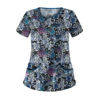 Ženski vrhovi kratkih rukava Radna odjeća za bluze Grafički print Dame Ljeto V-izrez Modni crni XL