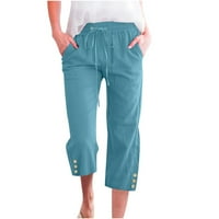 Capri pantalone za žene Ljeto nacrtavanje elastične struke casual comfy pantalone široke noge labave