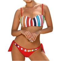 Ženski kupaćih kostima Striped Rainbow Color Thong Bikini kupaći kostimi za kupalište