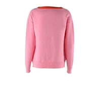 Zimski džemperi za žene plus veličine Ženski dugi rukavi s dugim rukavima V-izrez Duks u boji Casual