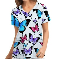 Zermoge Womens Ladies Plus size T-majice vrhovi bluze, ženski ispis na V-izrez casual modni udobni kratkih