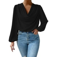 Puuawkoer ženska bluza sruši se na vrat ležerne vrhove šifonske majice labave ležerne na vrhu majica