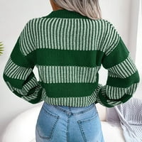 Ženski blok u boji V Gumb za vrat Prednji pleteni džemper sa džemper