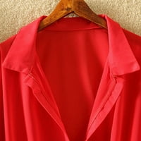 IOPQO T majice za žene modne žene šifon ovratnik od savršenim kratkim rukavicama rukava majica za žene