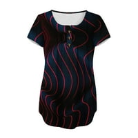 Ženske majice Labavi fit kratki rukav Dugme Okrugli izrez Pleted bluze Ležerne u trendovskom ljetnom