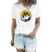 Majice za žene suncokretove košulje za žene Slatka maslačka grafika Thirt Ljeto Žene Cvjetni ispis Crew