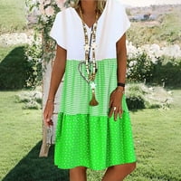 Ležerne ljetne haljine za žene kratke - patchwork prugaste točkice print v izrez bez rukava bez rukava