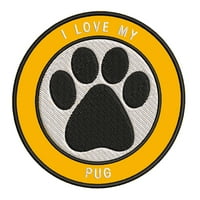 Love Moj Pug 3,5 Iroided Patch Novelty Applique - Obiteljski PET Pati pasmine za pse životinje Pas Paw