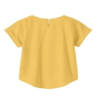 Ženski plus bluze casual visokog niskog kratkih rukava žuti 4xl